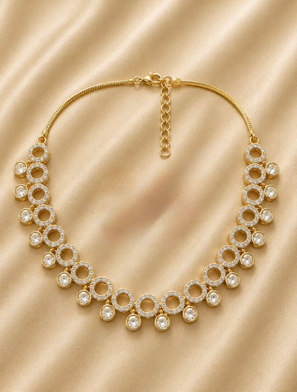 Celeste Circle Brass Kundan Necklace Set