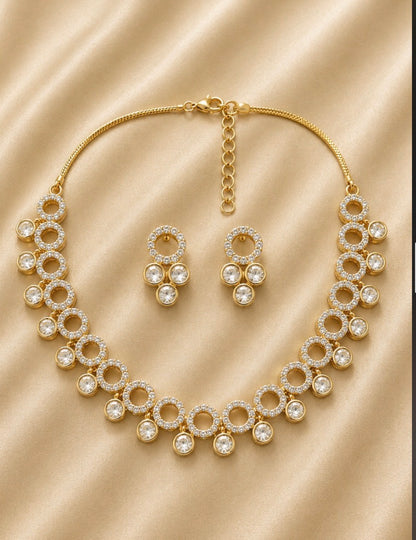Celeste Circle Brass Kundan Necklace Set