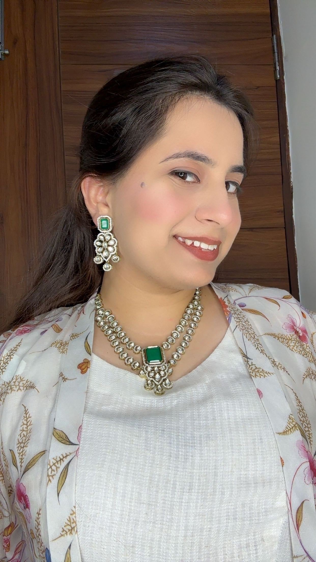 Emerald Royale Kundan Necklace Set