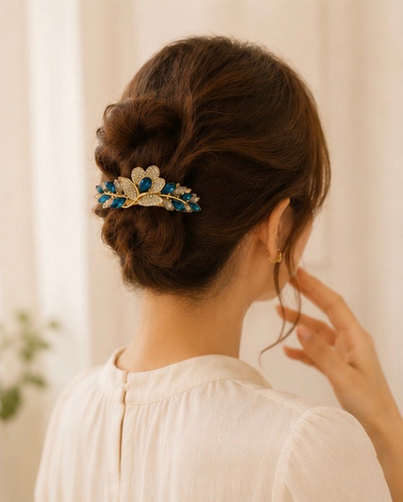 Royal Sapphire Bloom Hair Claw