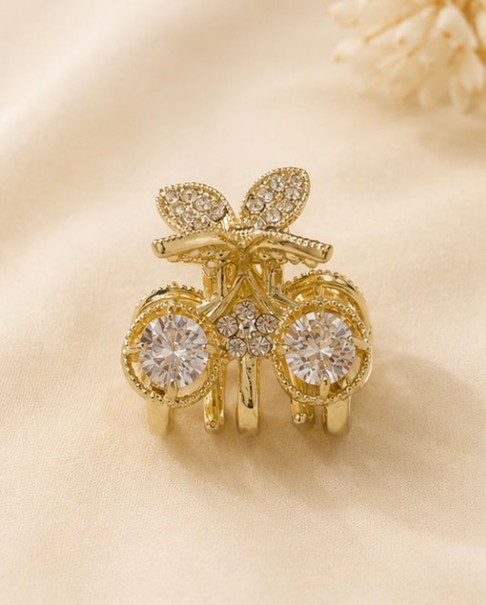 Golden Blossom Crystal Hair Claw