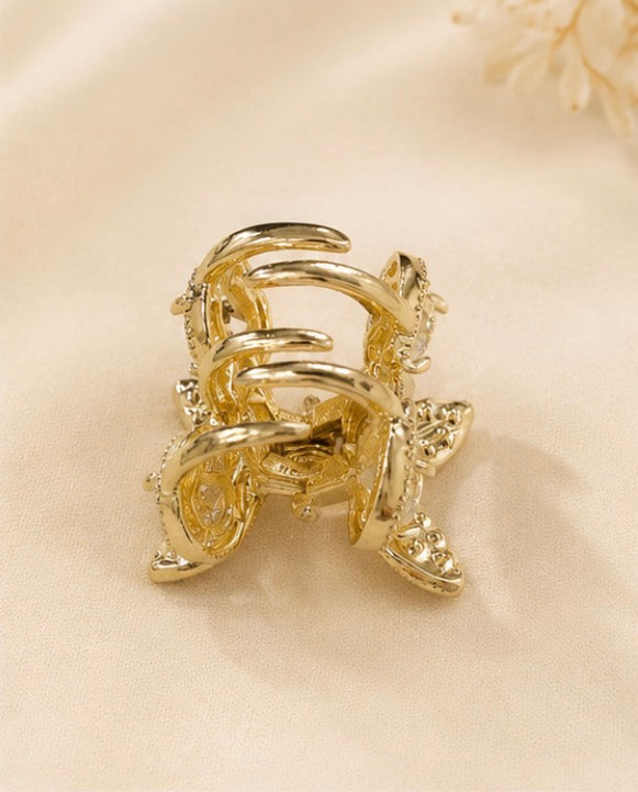 Golden Blossom Crystal Hair Claw