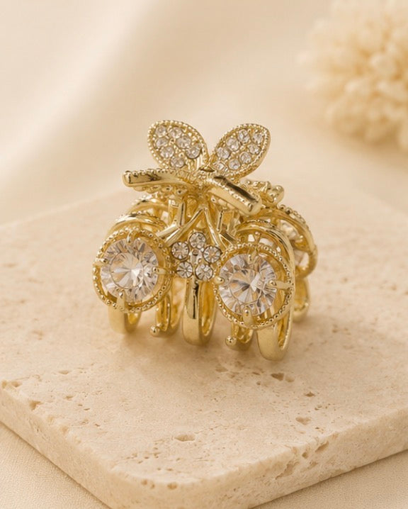 Golden Blossom Crystal Hair Claw