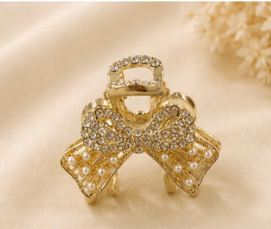 Pearl Bow Luxe Hair Claw