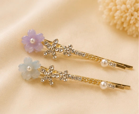 Pastel Blossom Crystal Hair Pins
