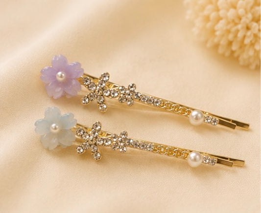 Pastel Blossom Crystal Hair Pins