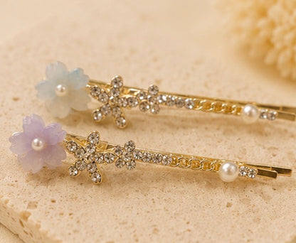 Pastel Blossom Crystal Hair Pins