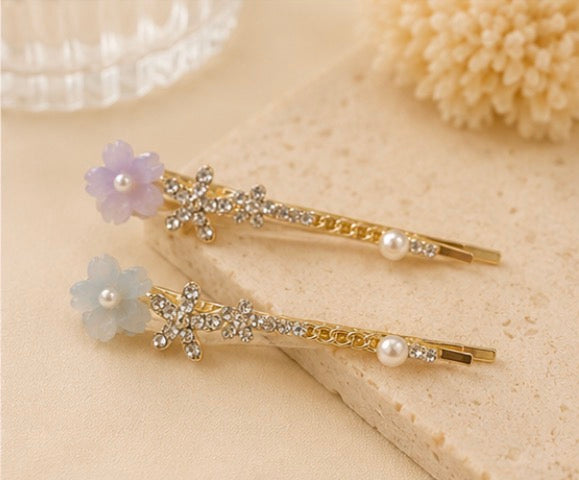 Pastel Blossom Crystal Hair Pins
