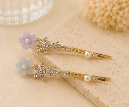 Pastel Blossom Crystal Hair Pins